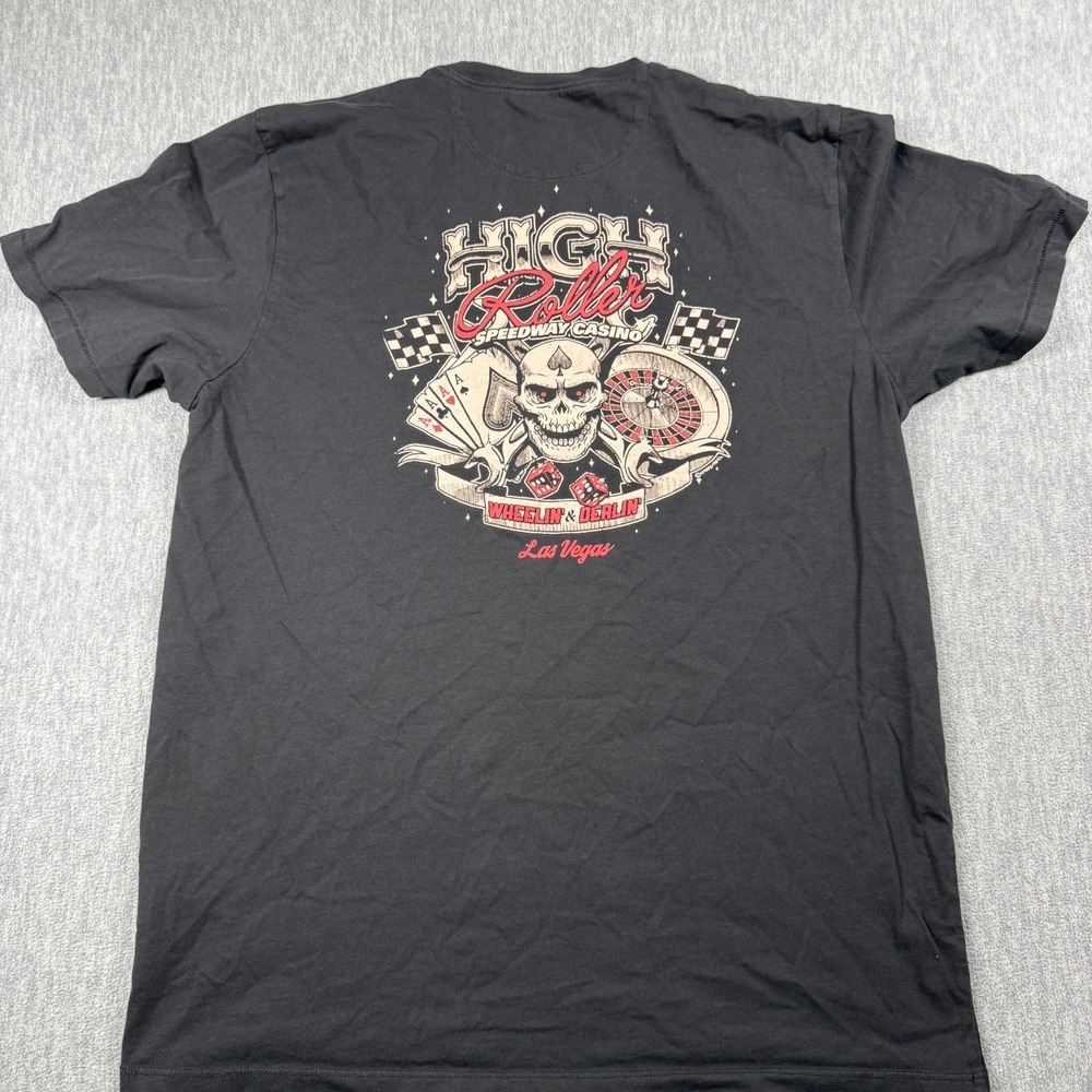 Crazy Shirts T Shirt Mens L Black Pima Cotton Las Vegas Casino Skull Graphic